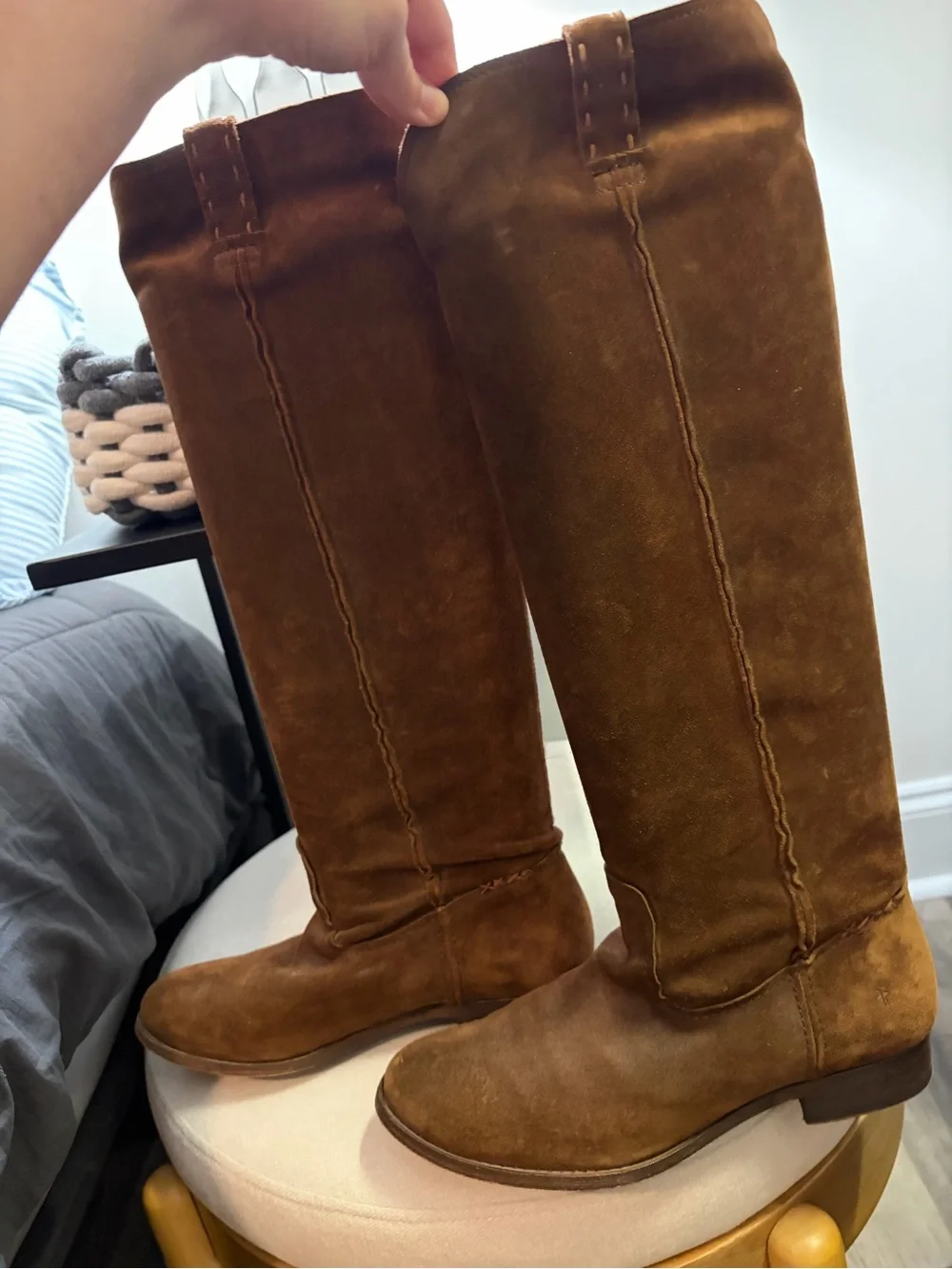 Frye Cara Tall Suede Riding Boots - Brown